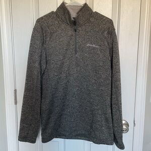 Eddie Bauer Charcoal Knit Quarter-Zip Pullover